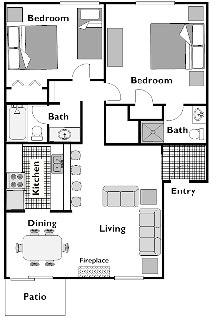 Mammoth 2 Bedroom 2 Bath Condo Floor Plan